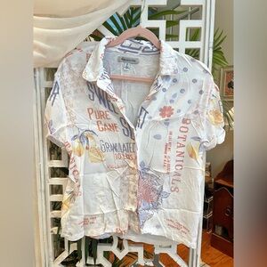 Urban Outfitters tropical lemon sugar cane Print Button Down Shirt, never worn